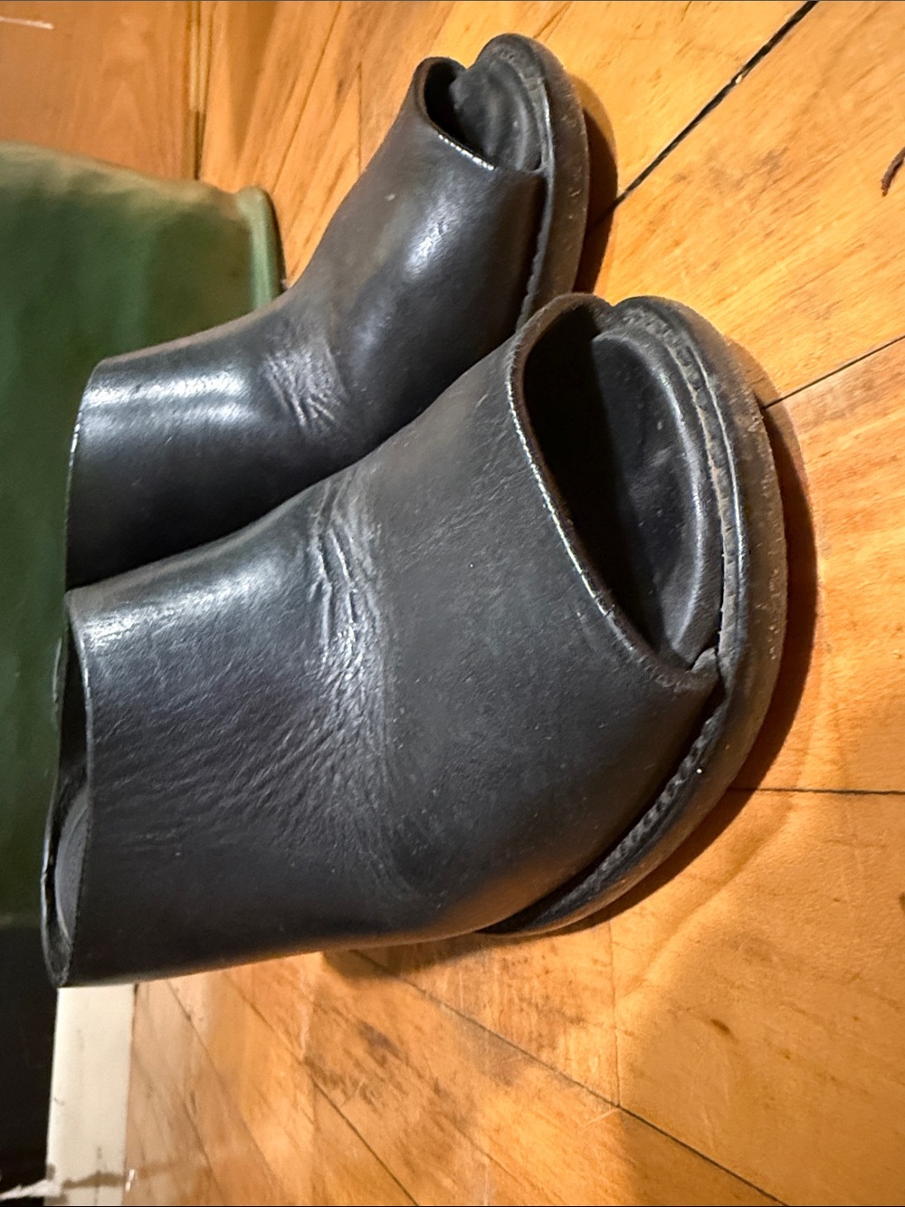 Rick Owens Italian Black Leather Block Heel Mule - Women made it Italy - Picture 4 of 6